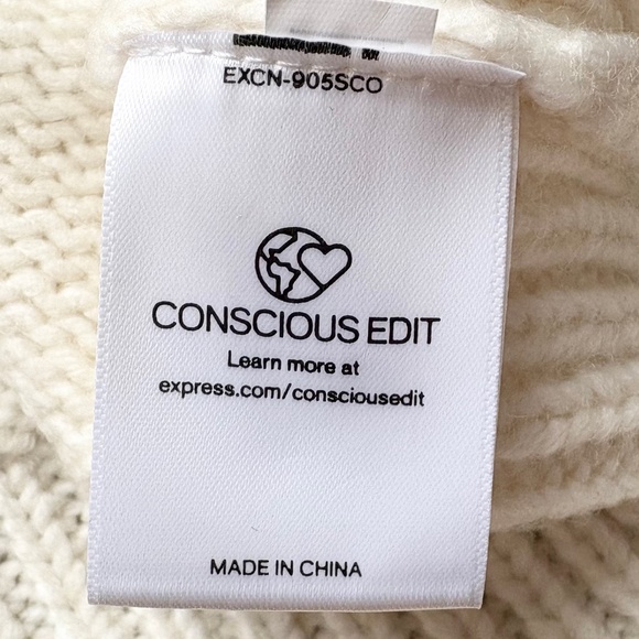 NWT Express Cable Knit Sweater Vest Crowl-Neck Womens L Ivory - Picture 7 of 9